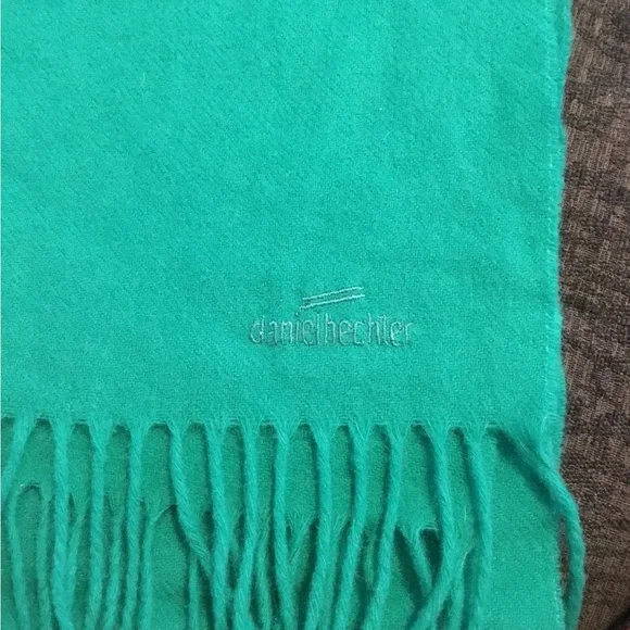Daniel Hechter Teal Scarf, 100% Lambswool, Made In France - Picture 3 of 3